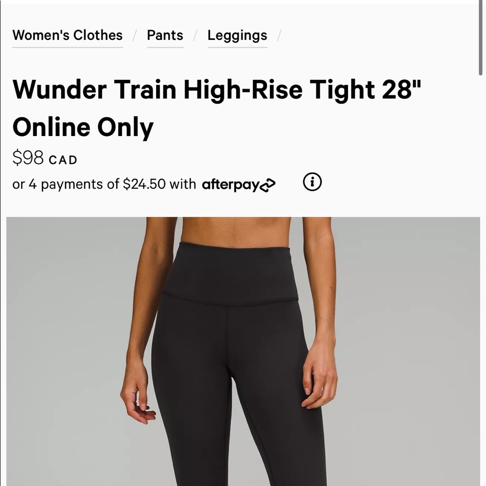 Lululemon Wunder Train black leggings - size 4